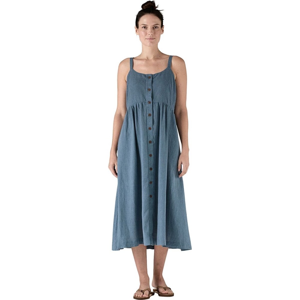 Patagonia Garden Island Blue Button-Down Maxi Dress
